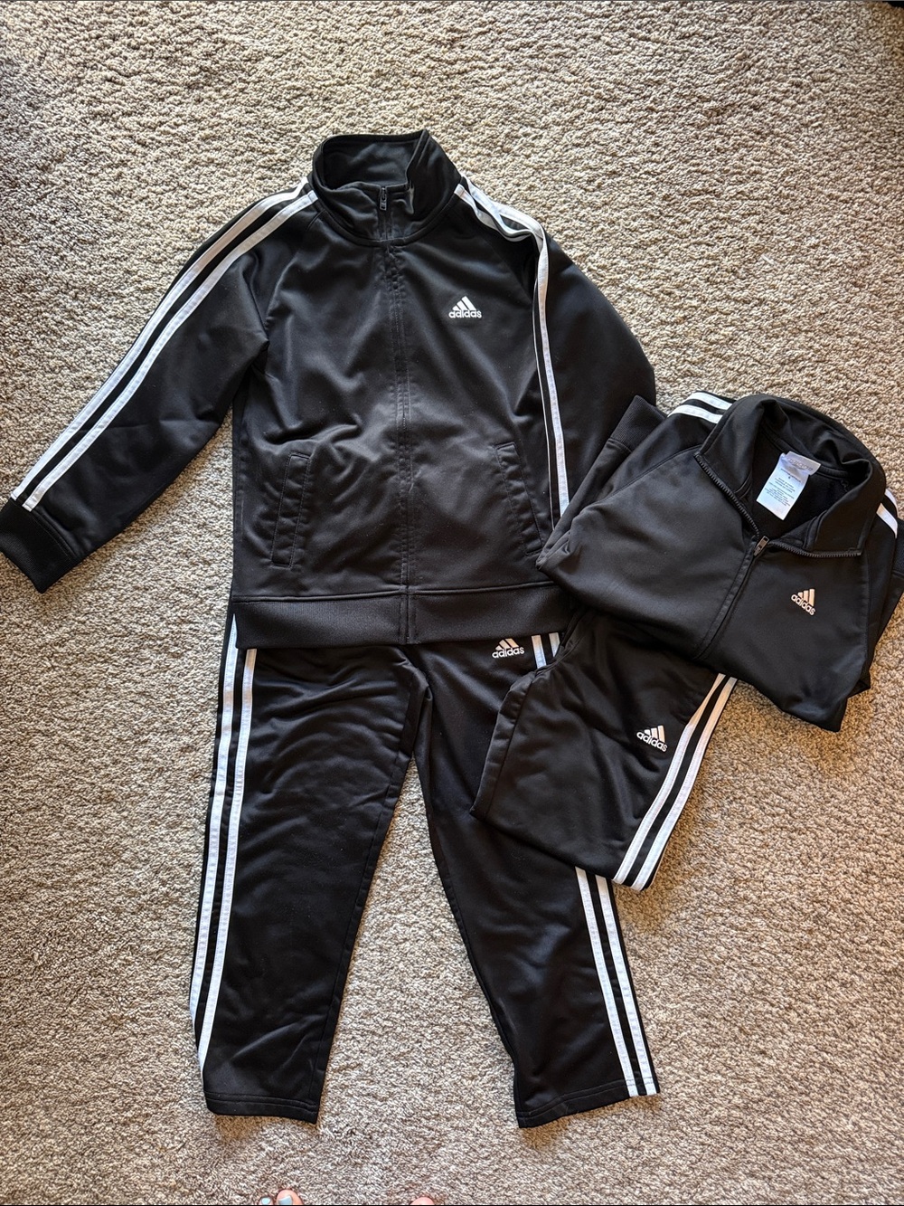 NEW - Adidas Black Kids Sweatpants & Joggers Set with White Stripes
